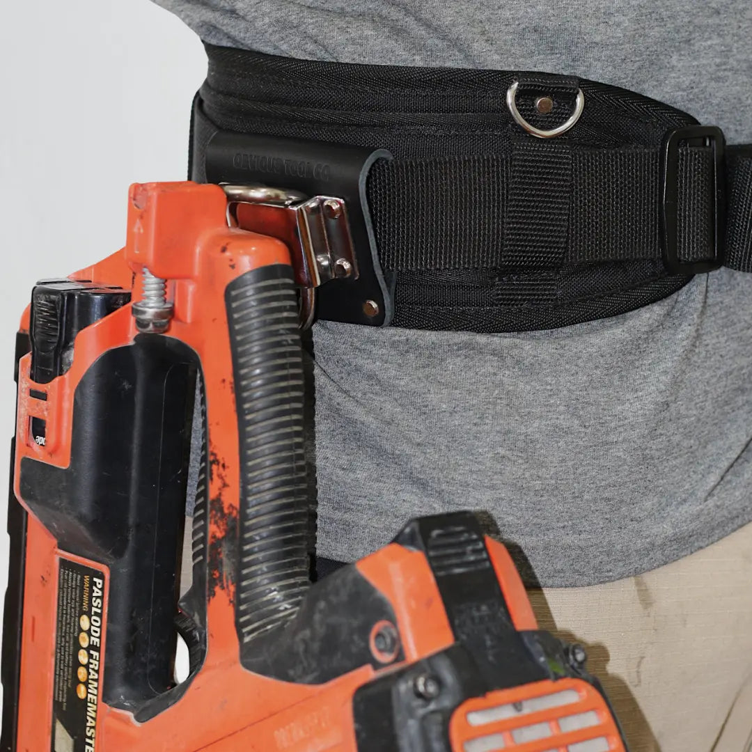 Power Tool Holder with Obvious Tool Belt and nail gun